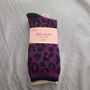 Kate Spade Purple Black Cheetah Print Pink 3 Pairs Socks Women’s One Size